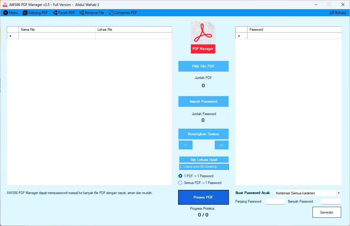 AWS86 PDF Manager - Password